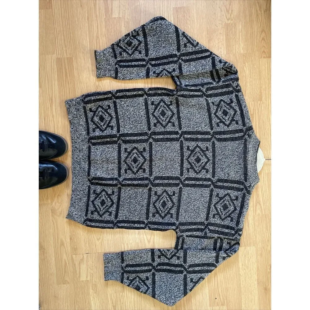 Vintage Forum‎ Men's Extra Large Black & Grey Crew Neck Sweater Made In Italy